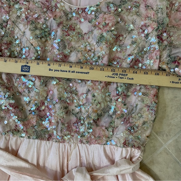 Vtg. Jonathan Tait Silk Doll Core Dress Pink w Sequins Tafatta , Bow size 12 - Picture 9 of 11